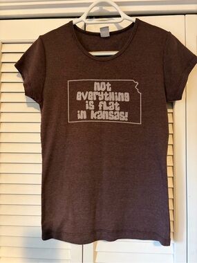 Brown Graphic Tee - "Not Everything is Flat in Kansas!"